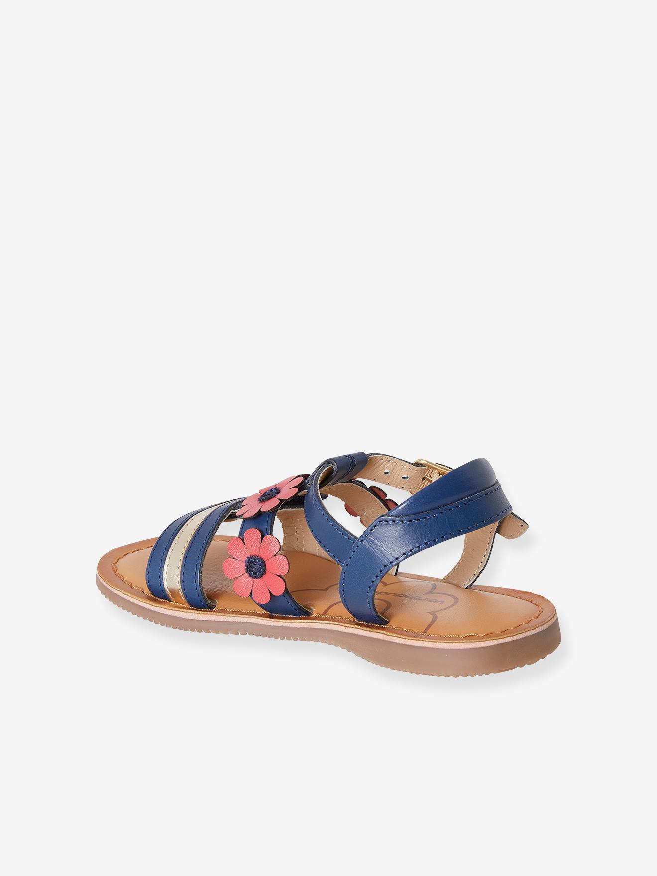 Vertbaudet Mädchen Klett-Sandalen, Anzieh-Trick - braun/marine