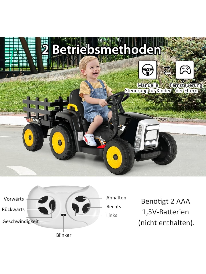 COSTWAY 12V Traktor ab 3 Jahren in Schwarz günstig kaufen onesize