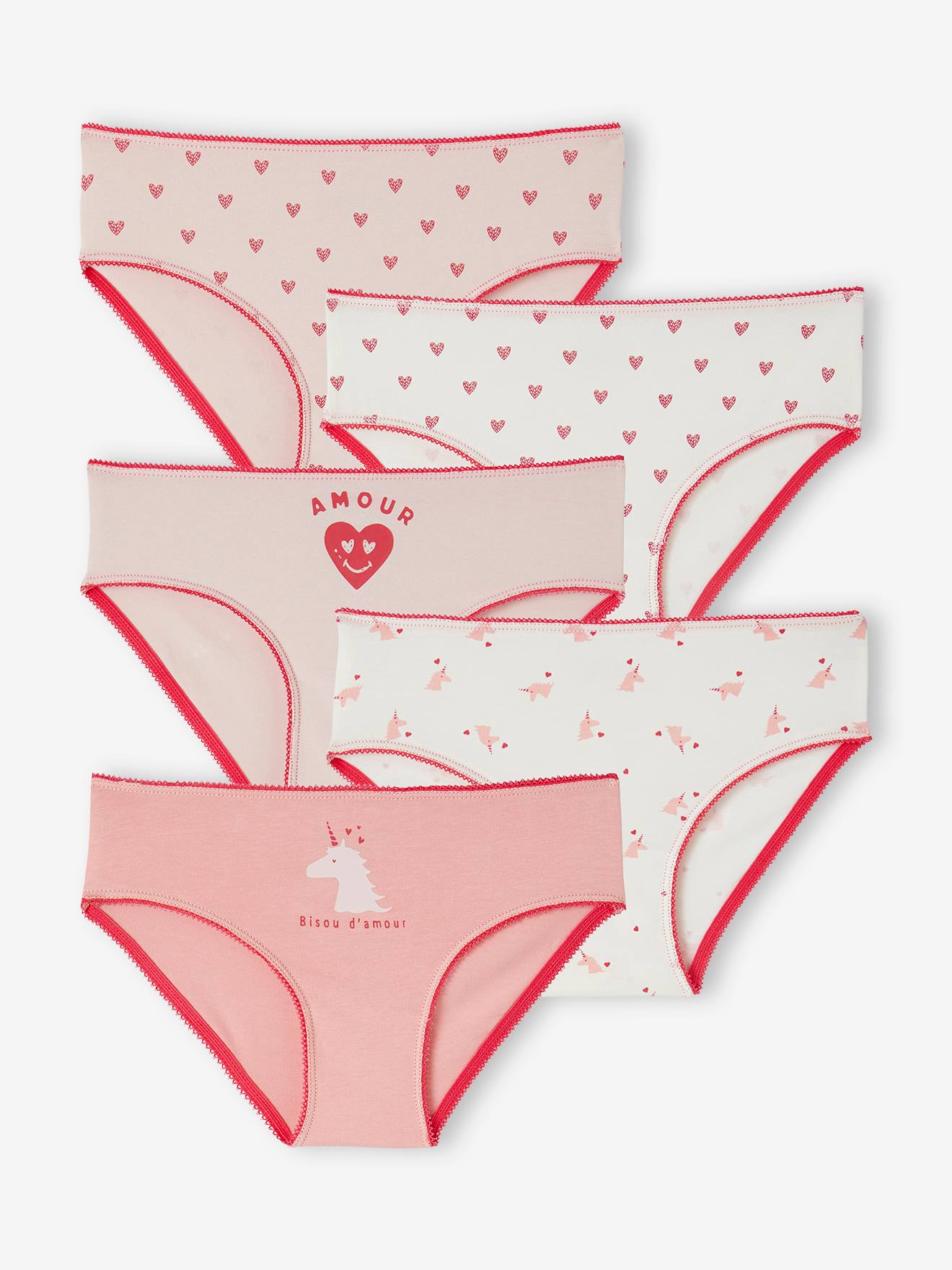 Vertbaudet 5er-Pack Mädchen Slips mit Bio-Baumwolle - rosa