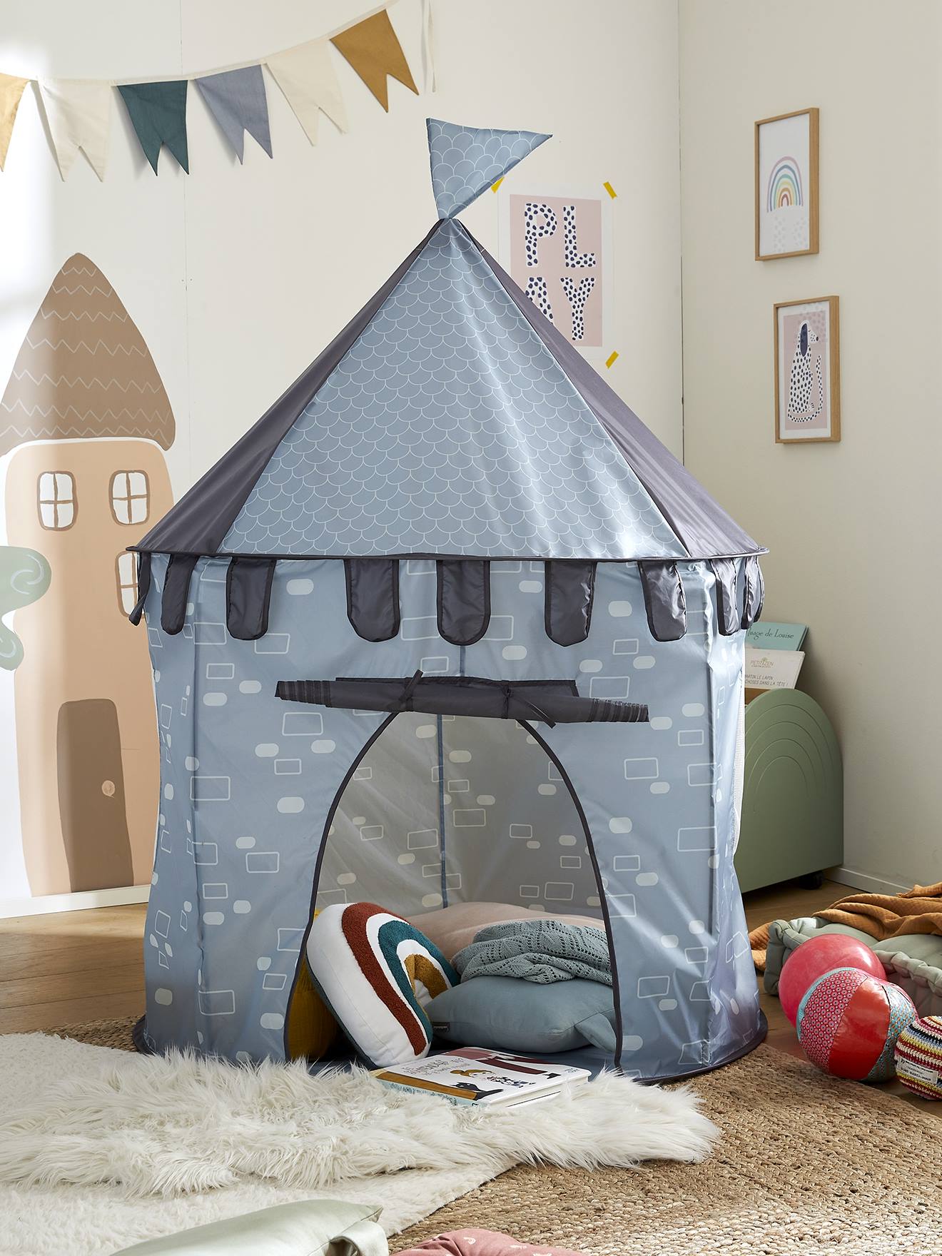 Vertbaudet Kinder Spielzelt BURG - blau