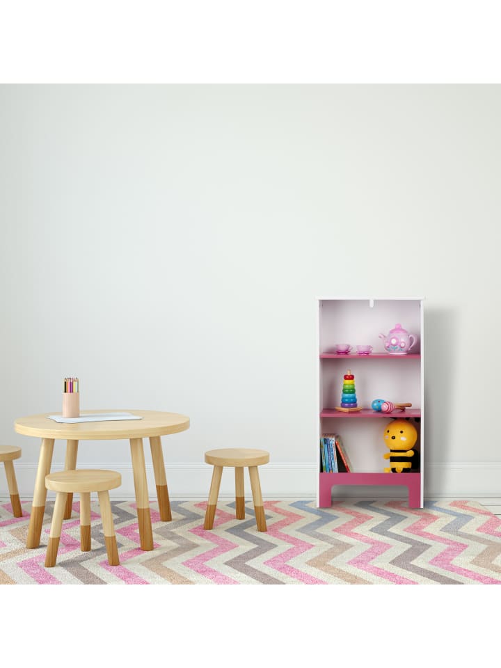 relaxdays Kinderregal in Weiß/ Rosa - (B)48 x (H)91 x (T)24 cm günstig kaufen onesize