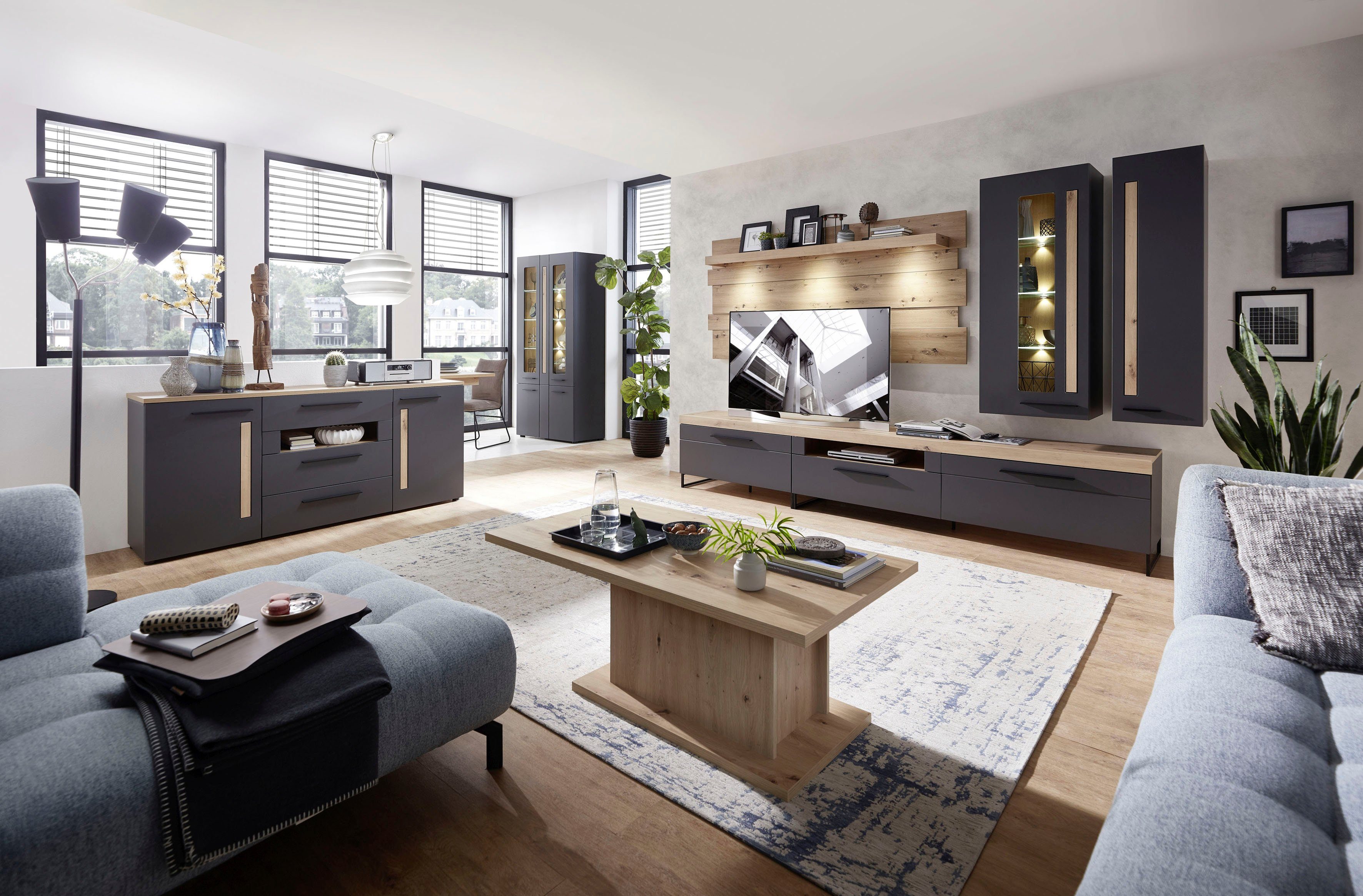 Innostyle Wohnwand Loft Two, (5-St), inkl. LED-Beleuchtung