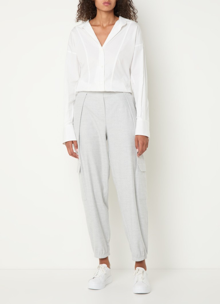 Penn & Ink High waist tapered fit cargo pants with mixed design