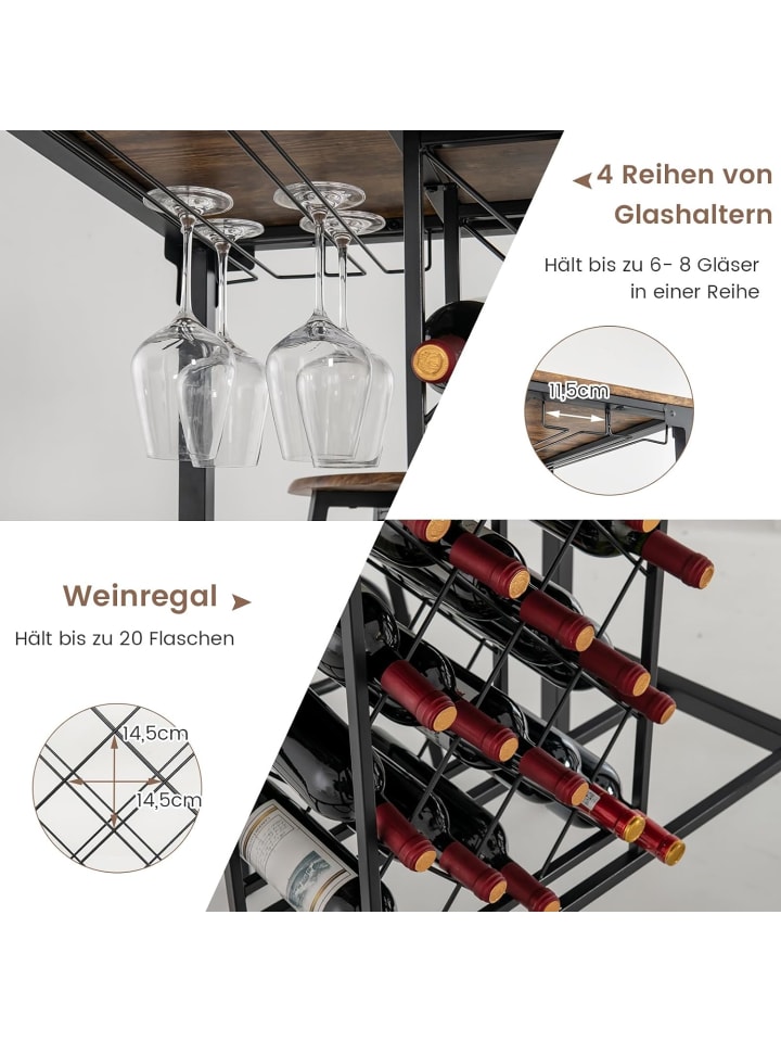 COSTWAY 5 tlg. Set Bartisch in Braun günstig kaufen onesize