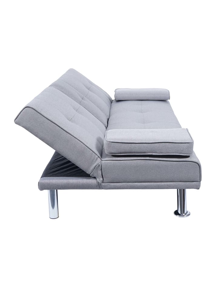 MCW 3er-Sofa F60 mit Tassenhalter, Textil, hellgrau günstig kaufen onesize