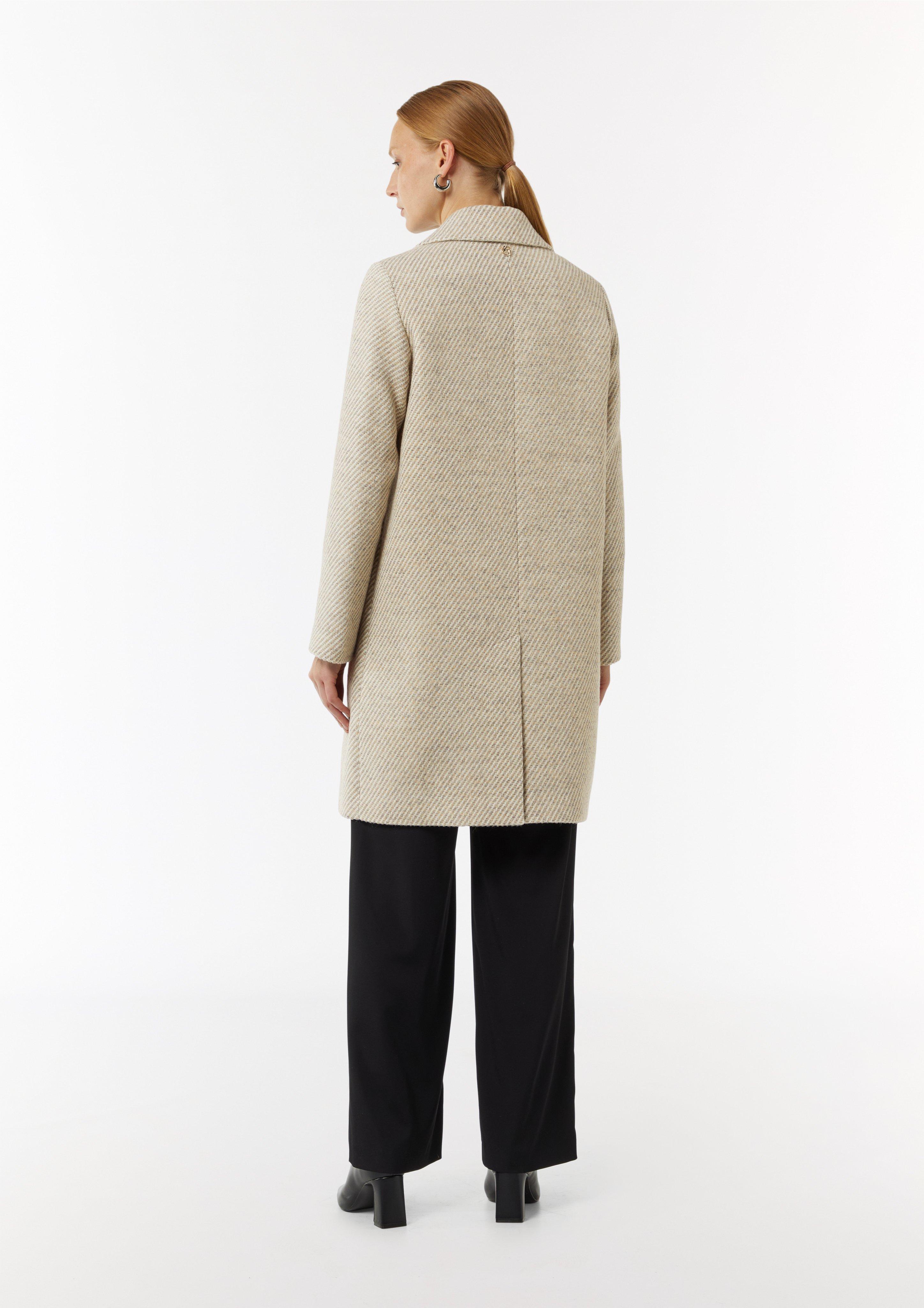 Doppelreihiger Twill-Mantel mit Eingrifftaschen - beige
