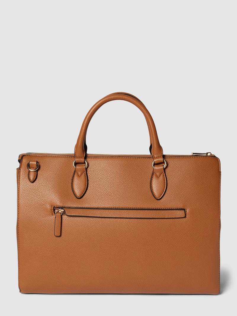 Handtasche mit Label-Details Modell 'ELLA' in cognac