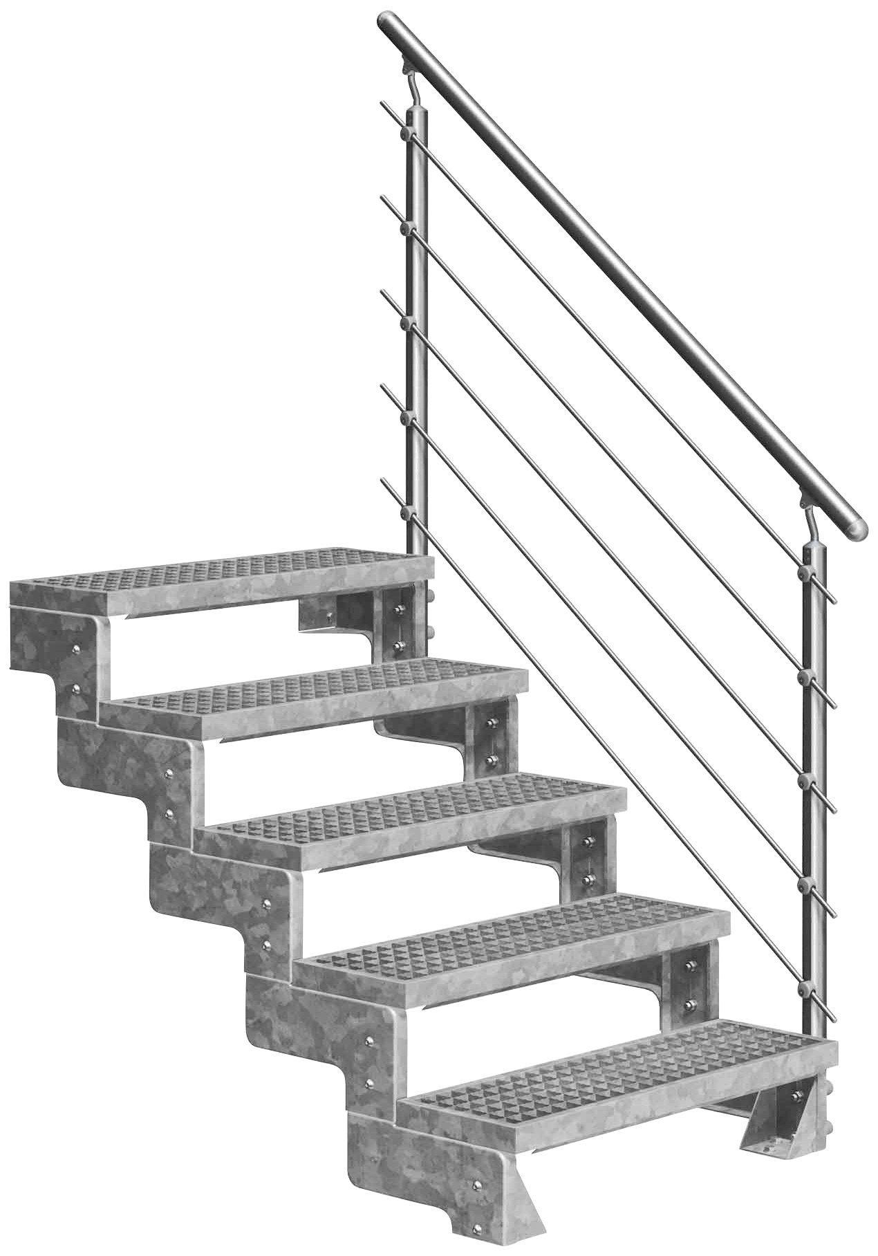 Dolle Außentreppe Gardentop, für Geschosshöhen bis 110 cm, Stufen offen, Gitterroststufen 80 cm