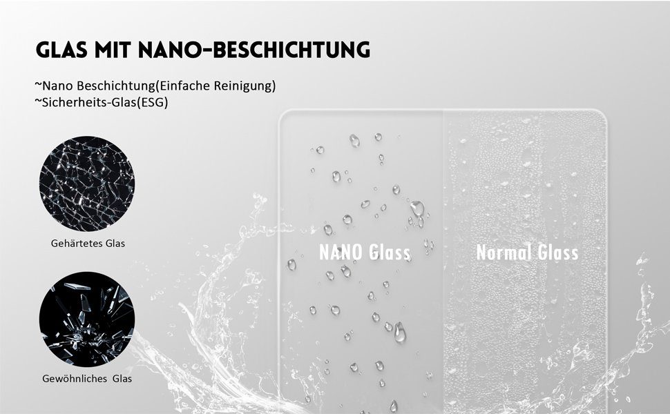 GOEZES Badewannenfaltwand 5mm Sicherheitsglas beideseitig Nano, Verstellber Aluprofile, (3 teilig faltbar 180° Faltwand, BxH:140x140, 130x140, 120x140cm), Rechts-und Links montierbar