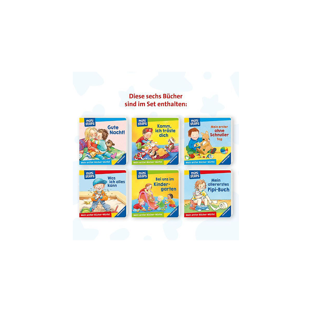 ministeps: Mein erster Bücher-Würfel: Töpfchen, Schnuller, Gute Nacht (Bücher-Set)