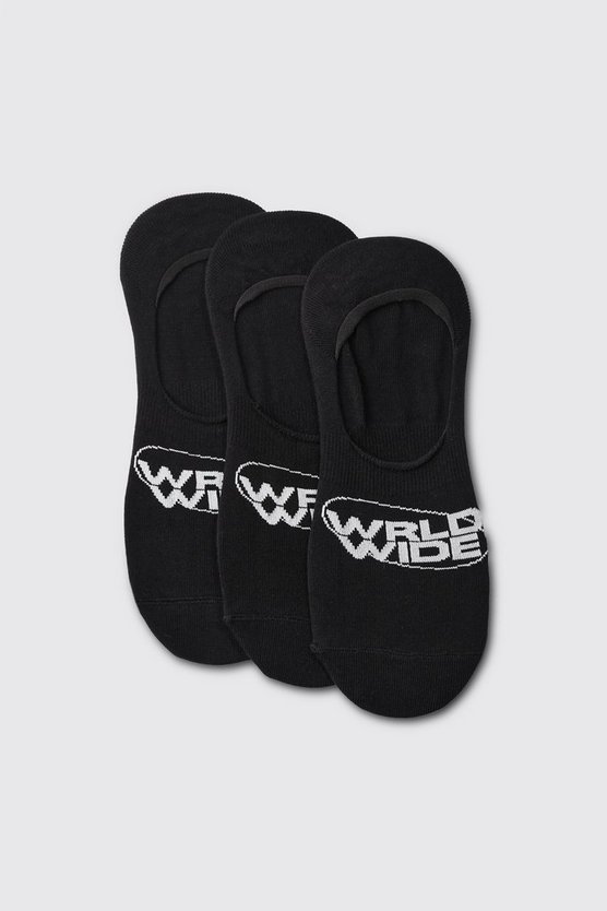 3er-Pack unsichtbare Socken mit Worldwide-Logo