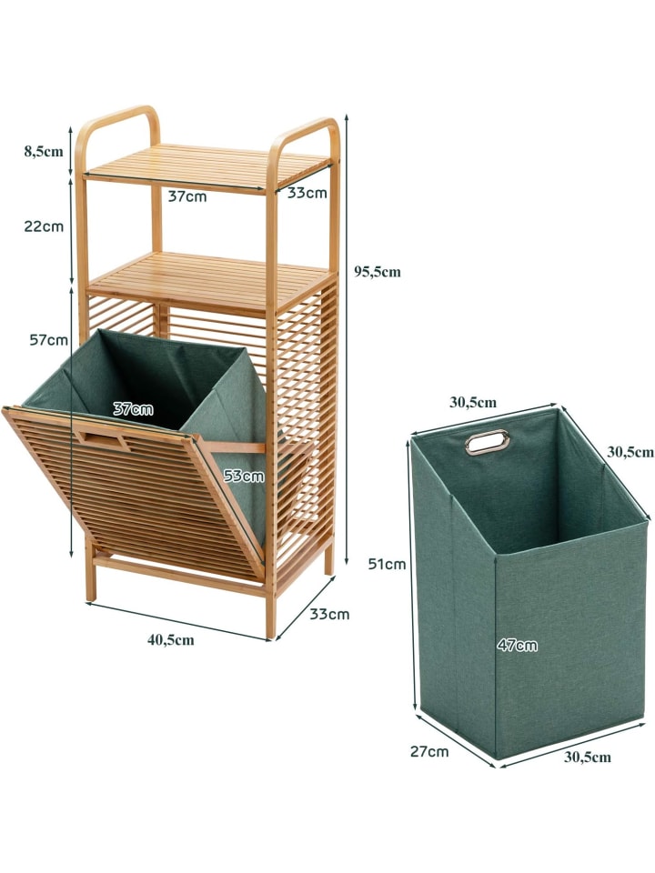 COSTWAY Badregal mit Wäschekorb in Grün günstig kaufen onesize