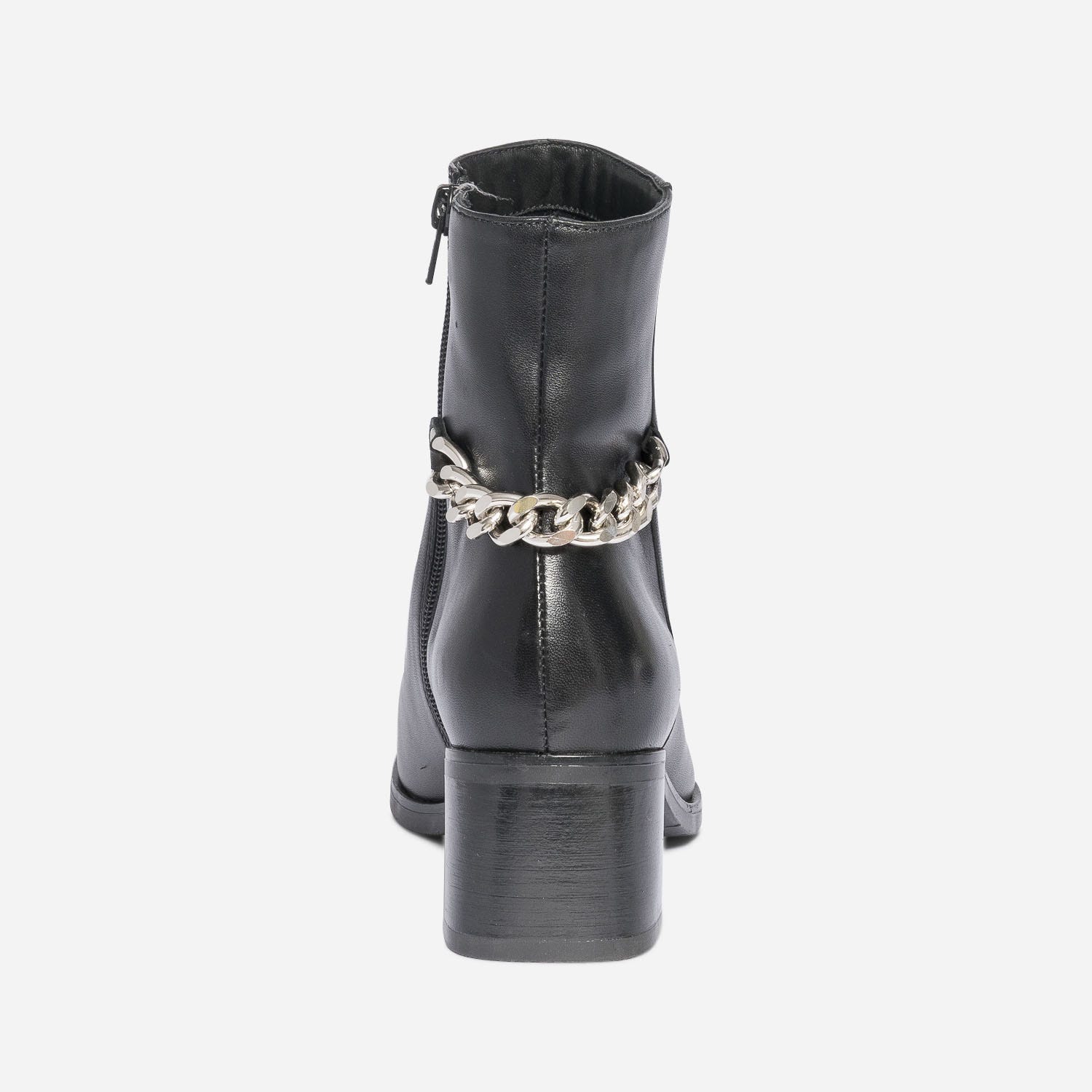 Boots noir en cuir avec chaîne