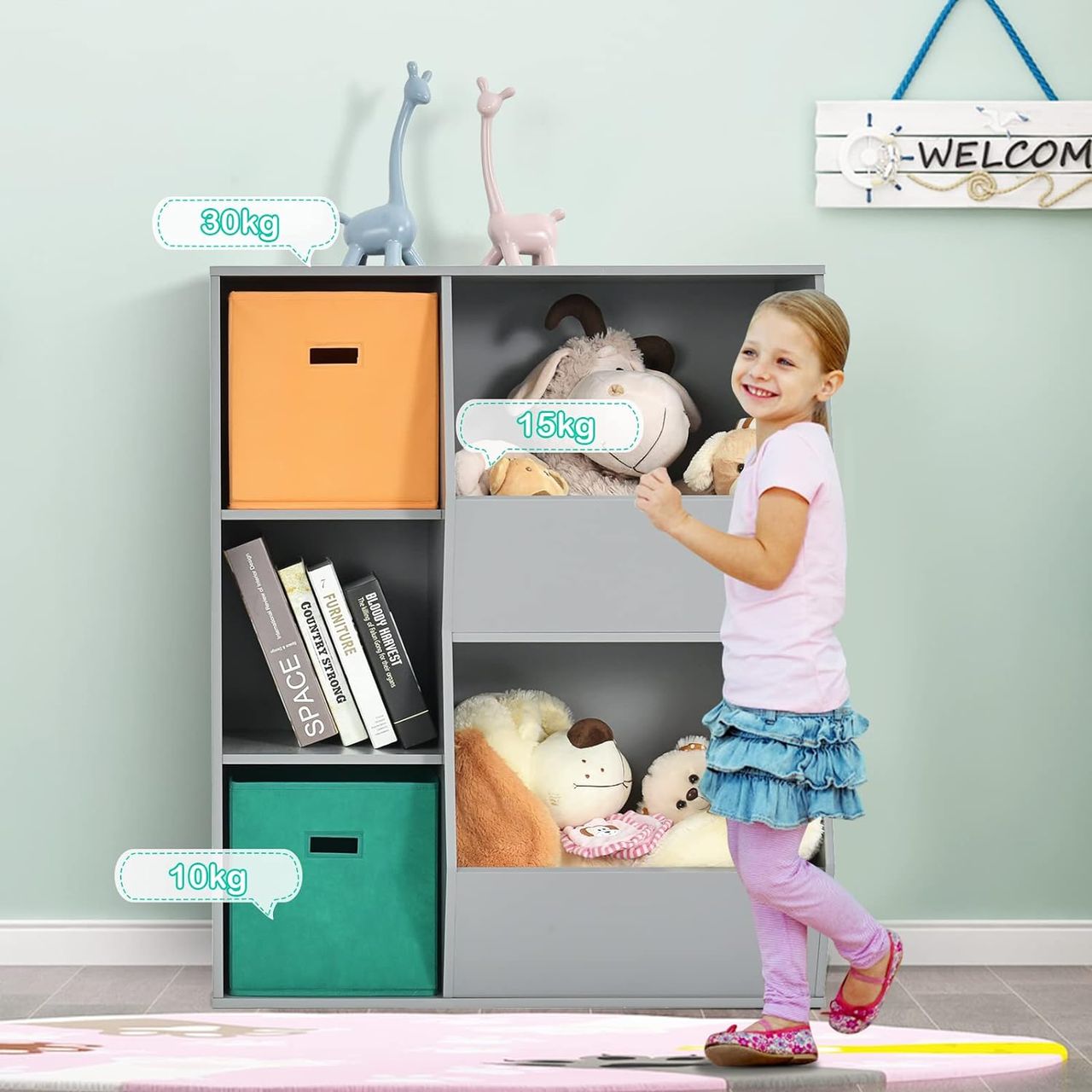 Costway 3-stöckiges Kinderregal, Eckregal modern zur Aufbewahrung