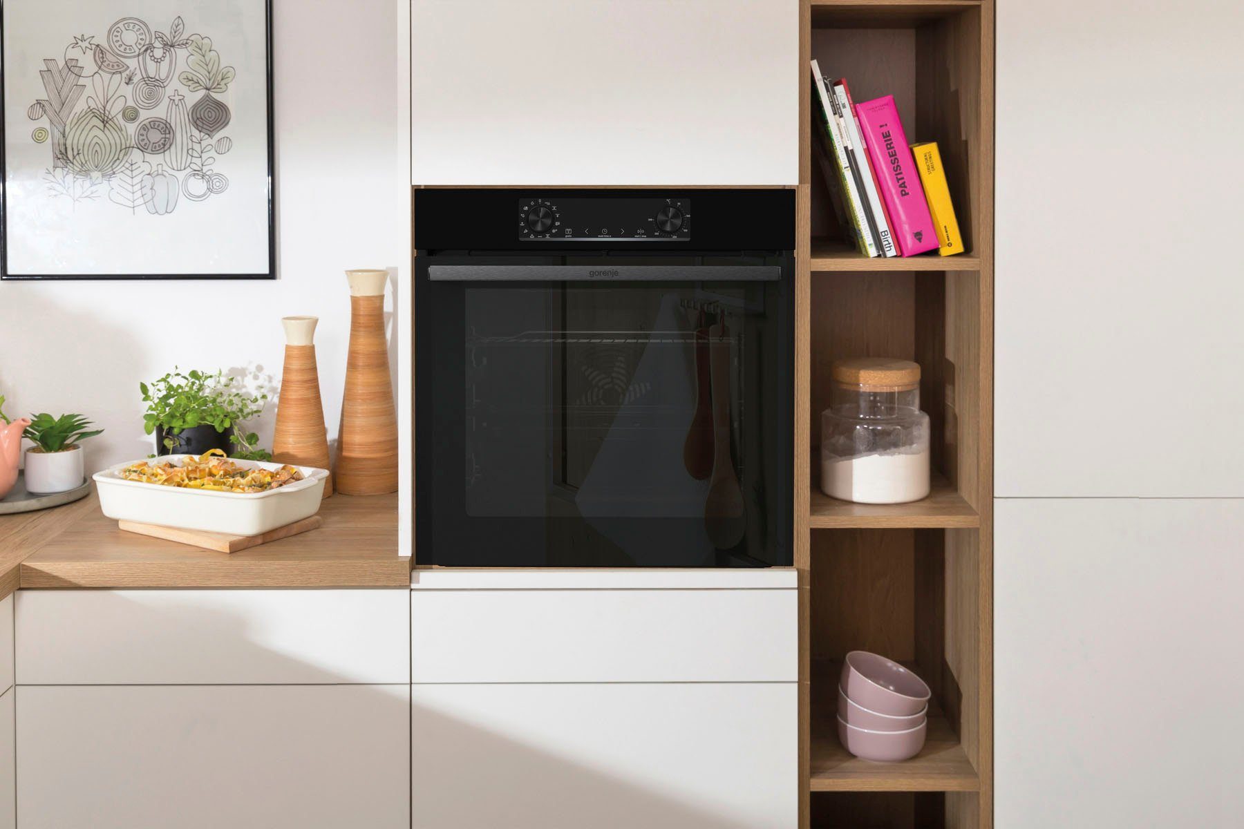 GORENJE Backofen-Set Black Pacific Basic Set, mit 1-fach-Teleskopauszug, Aqua Clean, ExtraSteam