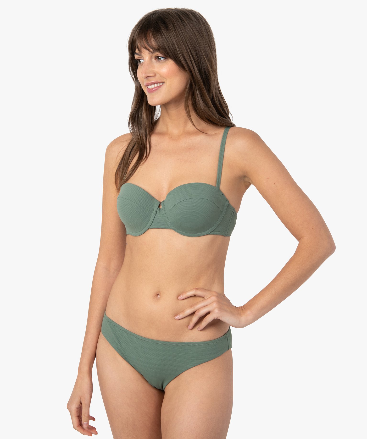 Haut de maillot de bain femme forme bandeau vert | GEMO