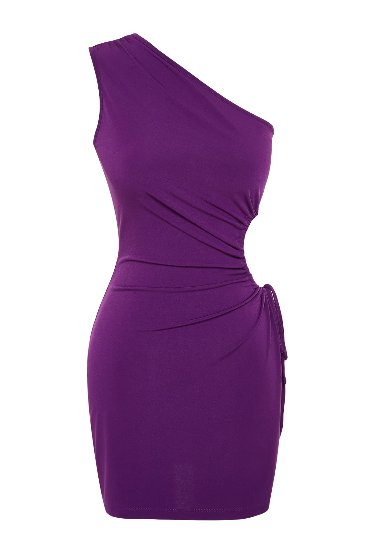 Trendyol Collection  Lila figurbetontes, gestricktes, detailliertes, elegantes Abendkleid mit Fensterausschnitt/Ausschnitt TPRSS23EL00154