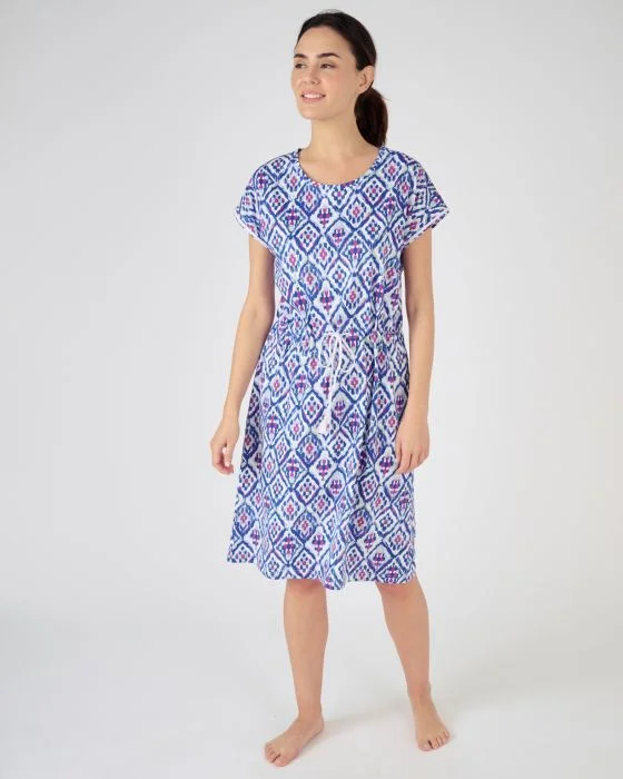 Chemise de nuit fantaisie maille peigné pur coton peigné