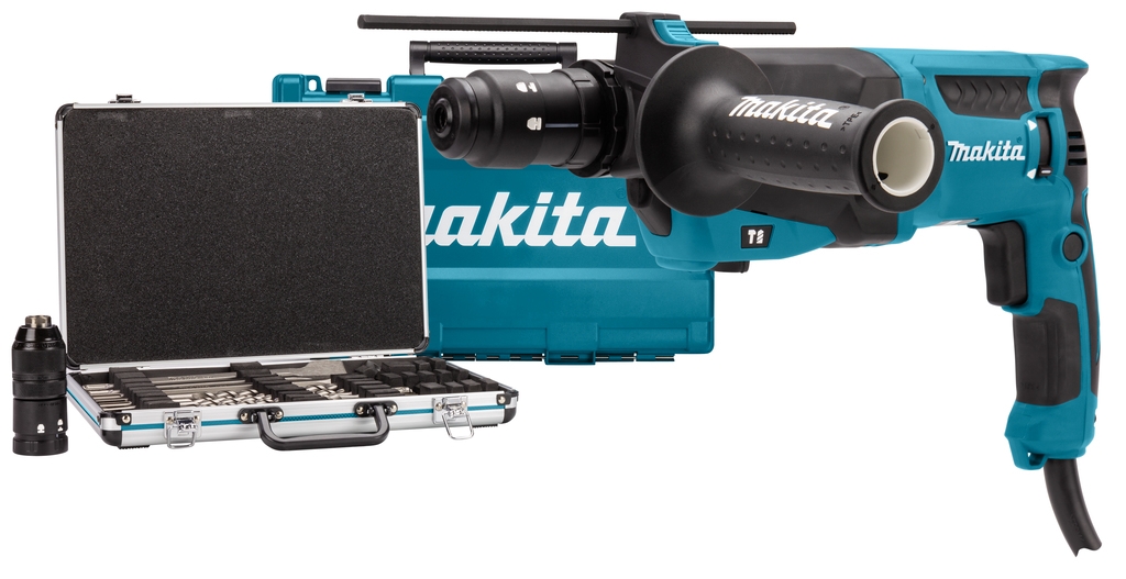 Makita HR2630TX12 kombinirani čekić 800 W 2,4 J + 17-dijelni set bušilica/dlijeta + izmjenjiva stezna glava
