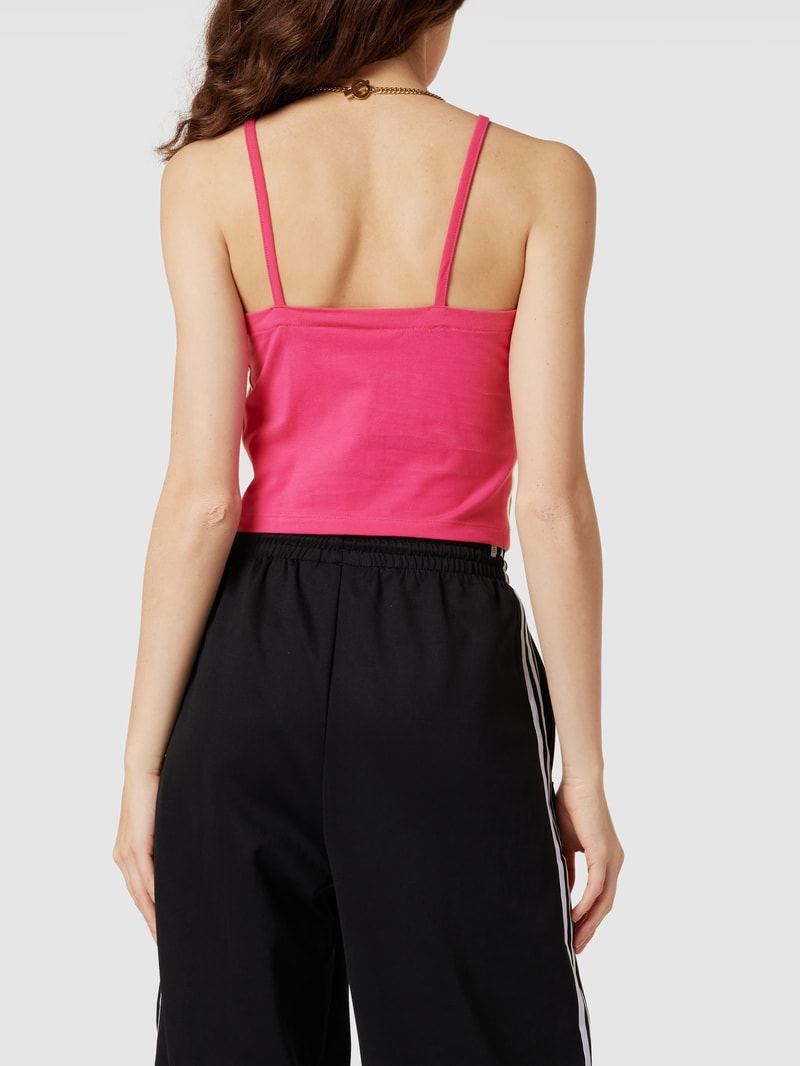 Crop Top mit Label-Streifen in pink