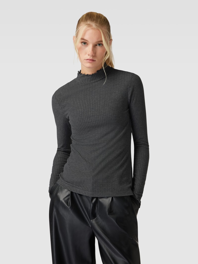Longsleeve mit Wellensaum in schwarz
