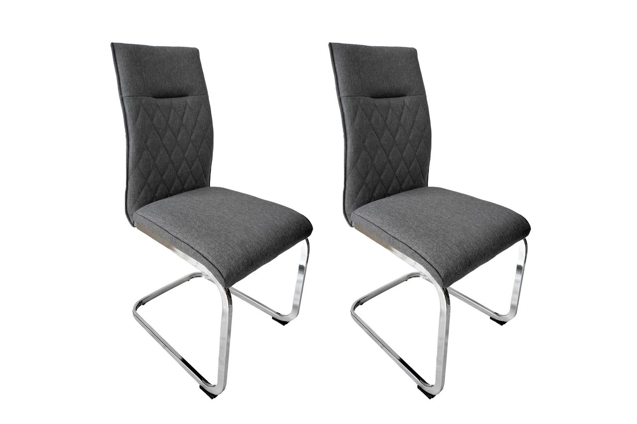 byLiving BELLA Schwinger, 2er-Set, Metall verchromt, Webstoffbezug grau