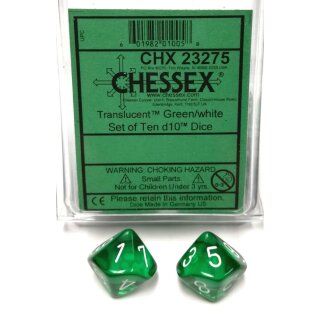 Green w/white translucent Ten d10 Sets