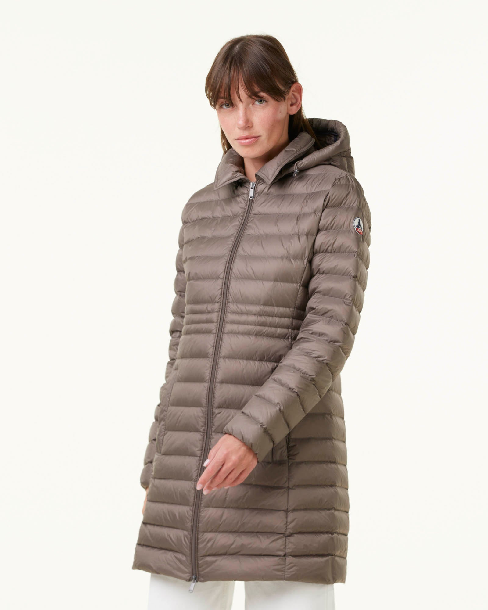 Doudoune longue à capuche Taupe Vero 2.0