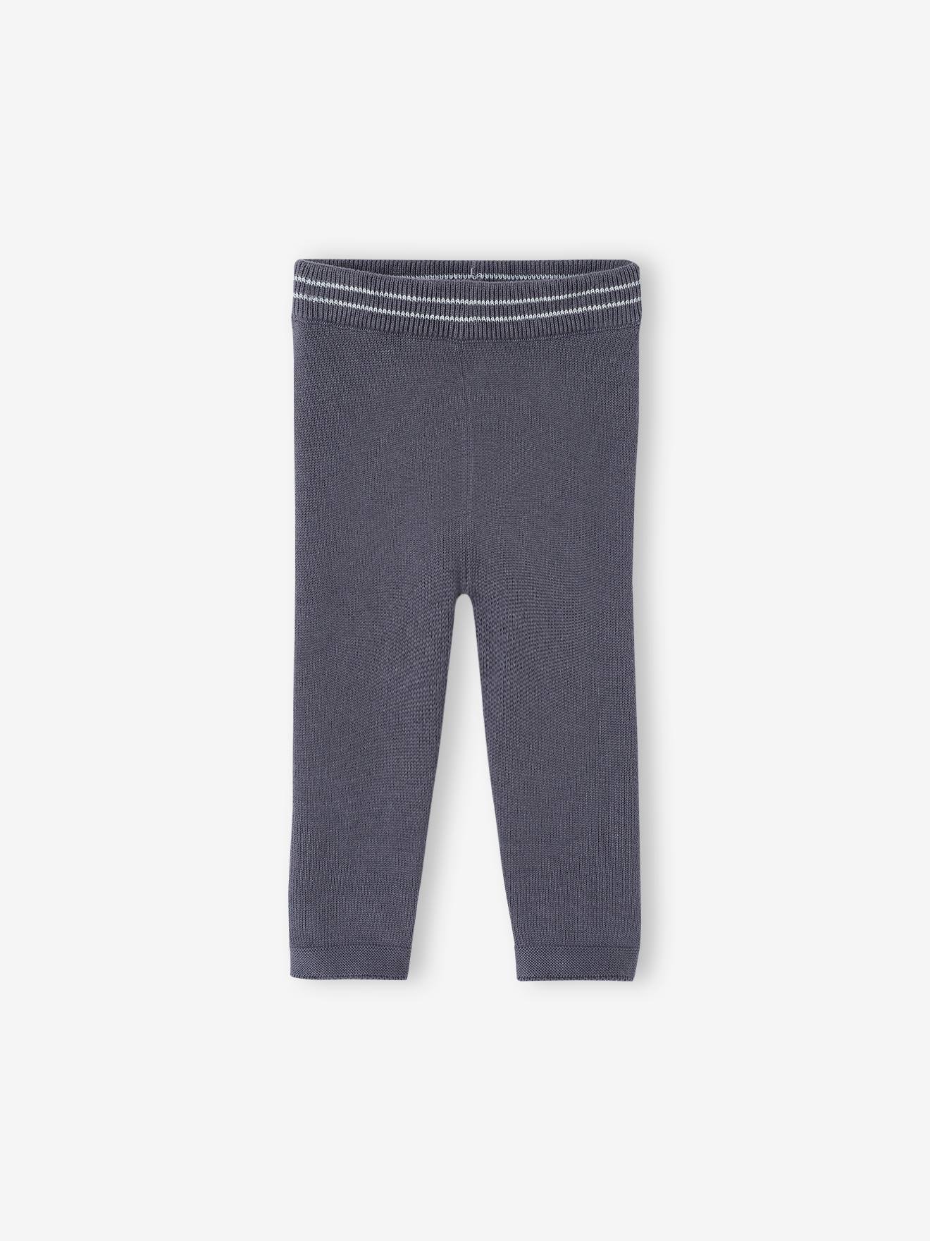 Vertbaudet Baby Strick-Set: Cardigan, Leggings & Mütze Oeko-Tex - schiefergrau