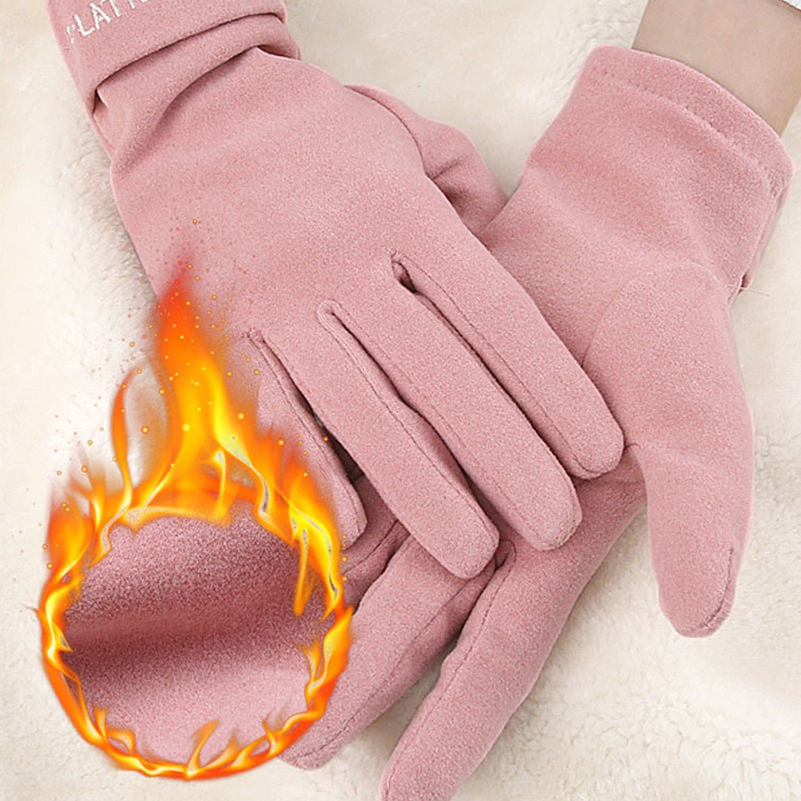 Rutaqian Strickhandschuhe 1 Paar Damen Winter Touchscreen Handschuhe Warm Fleece Gefüttert Warme Fingerhandschuhe für Damen Sport