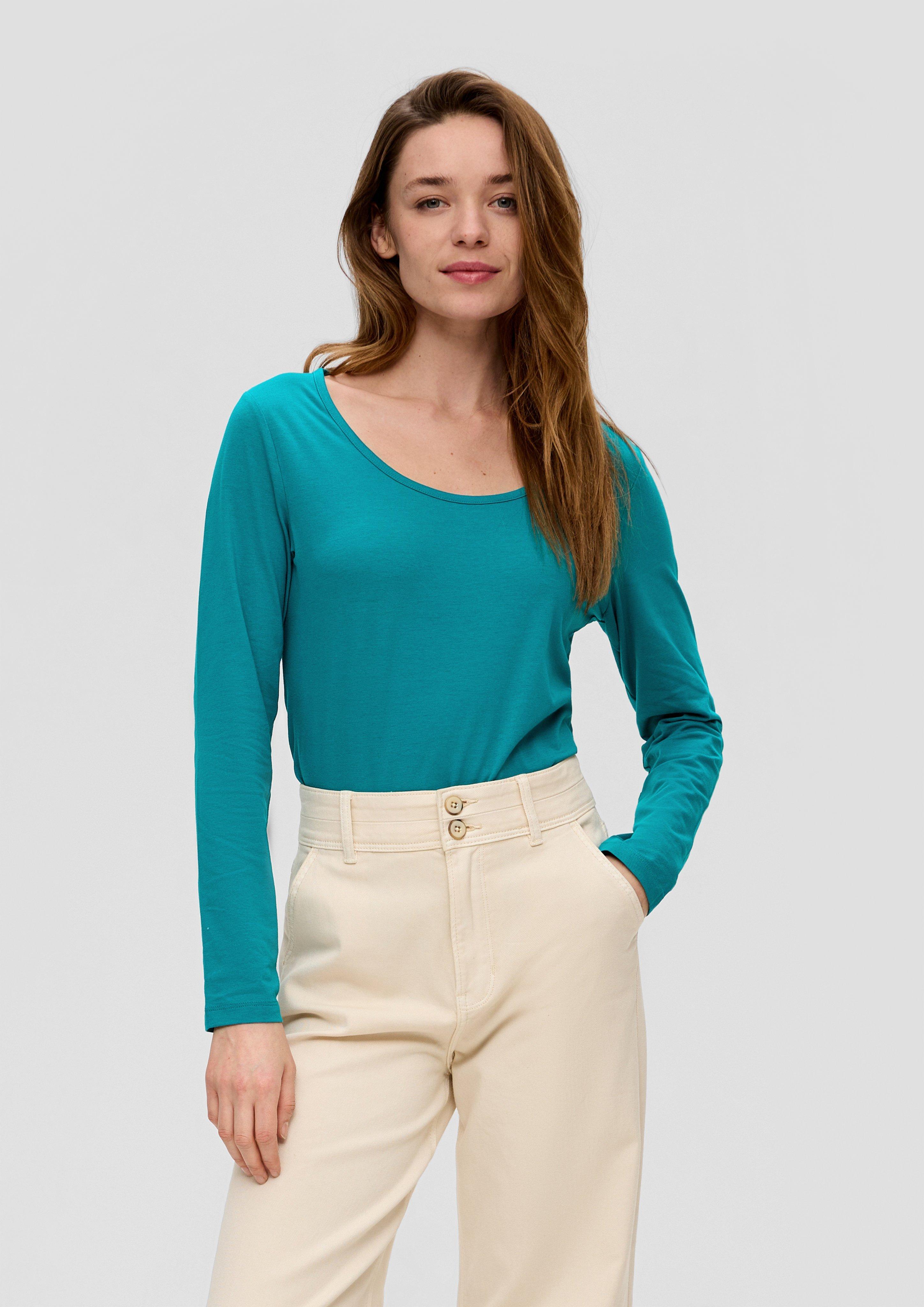 Langarmshirt mit tiefem Rundhalsausschnitt  2141909-6680