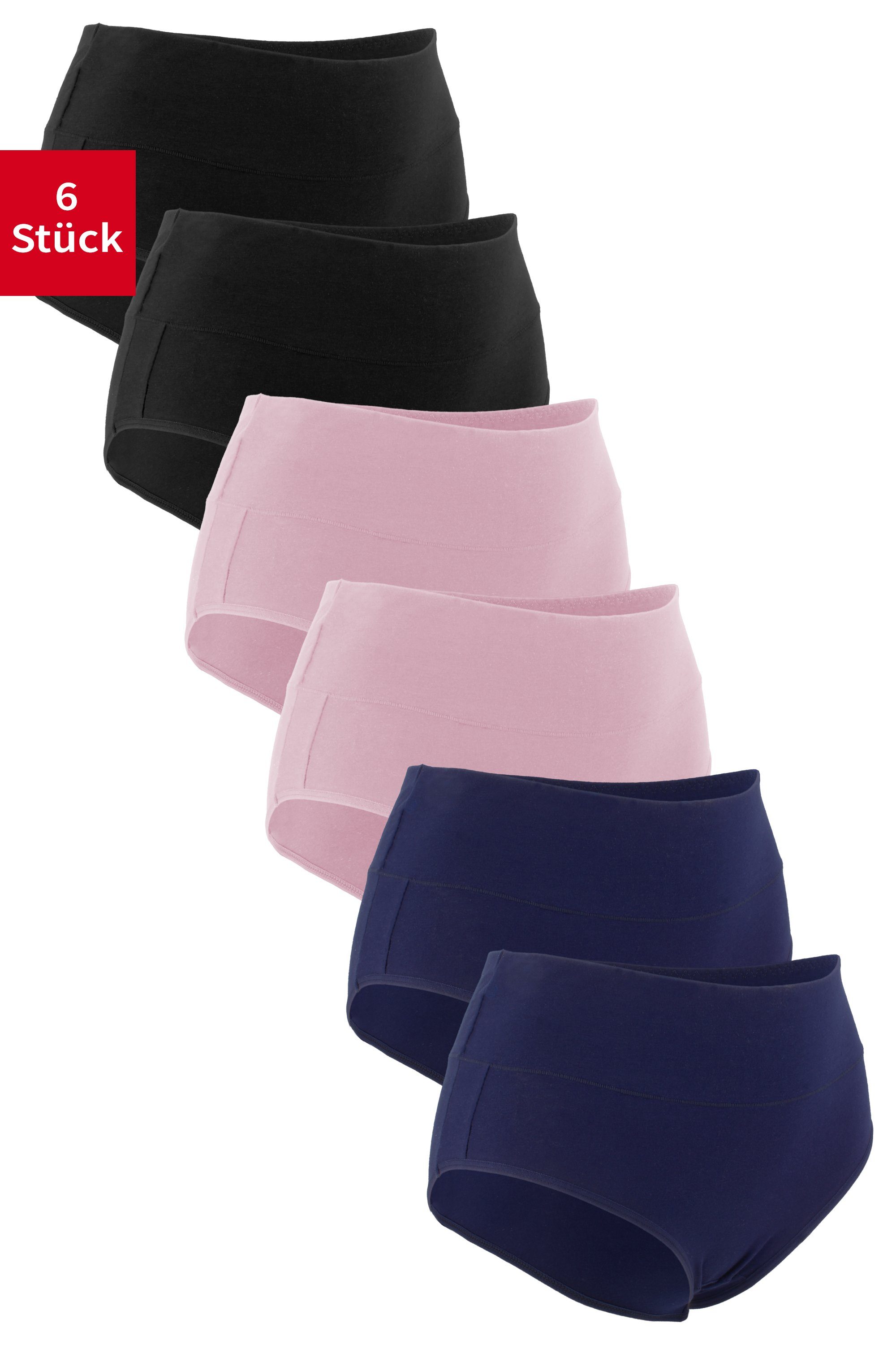 Fabio Farini Panty Frauen Unterhosen - High-Waist Damen Slip mit bequemem Bund (Packung, 6-St) im sportlich modernen Design
