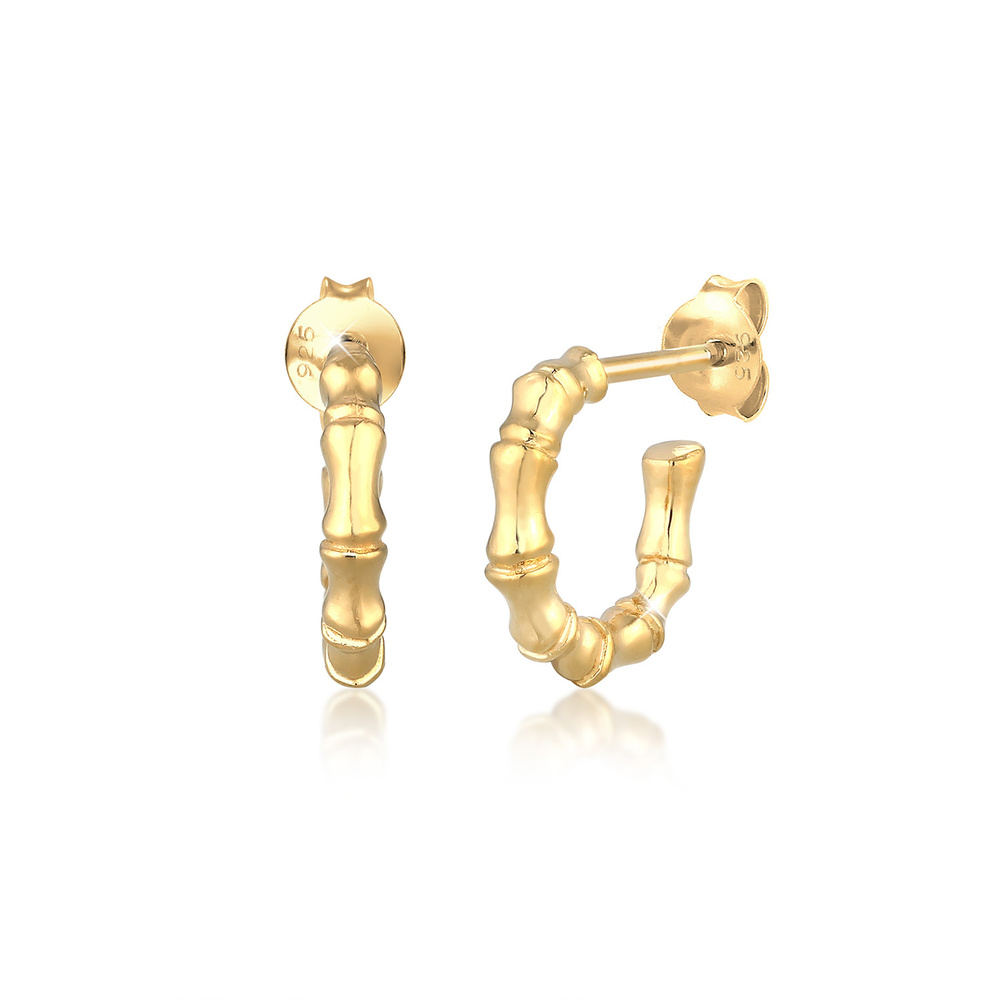 Elli Elli Boucles d'Oreilles Femme Tendance au Look Bambou Créoles en Argent Sterling  Boucles d'oreilles