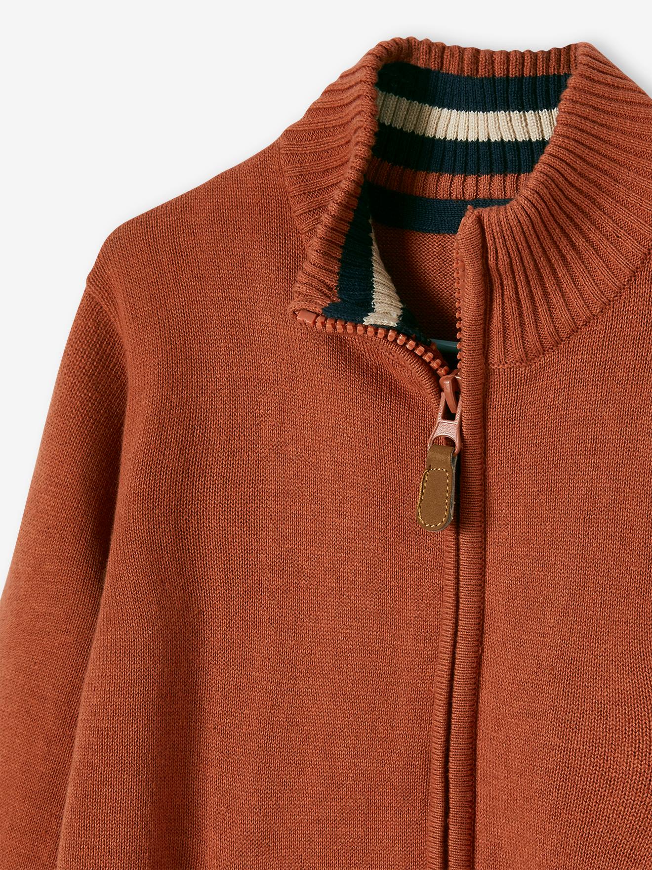 Gilet zippé col montant garçon noisette
