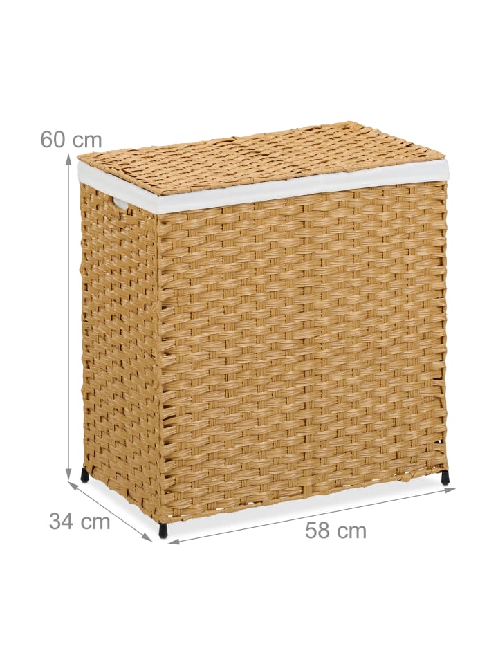 relaxdays Wäschekorb in Braun/ Beige - (B)58 x (H)60 x (T)34 cm günstig kaufen onesize