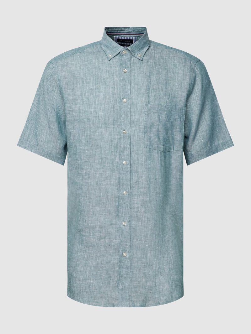 Freizeithemd mit Button-Down-Kragen in metallic grün