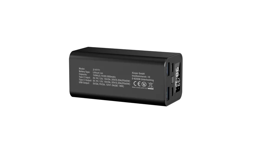 XLayer Power Bar 20.000 mAh 65W PD Black