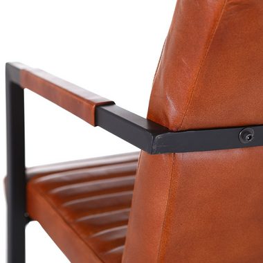 Lomadox Armlehnstuhl TARRAS-123, cognac Metallgestell schwarz lackiert mit Armlehnen 52/87/64 cm