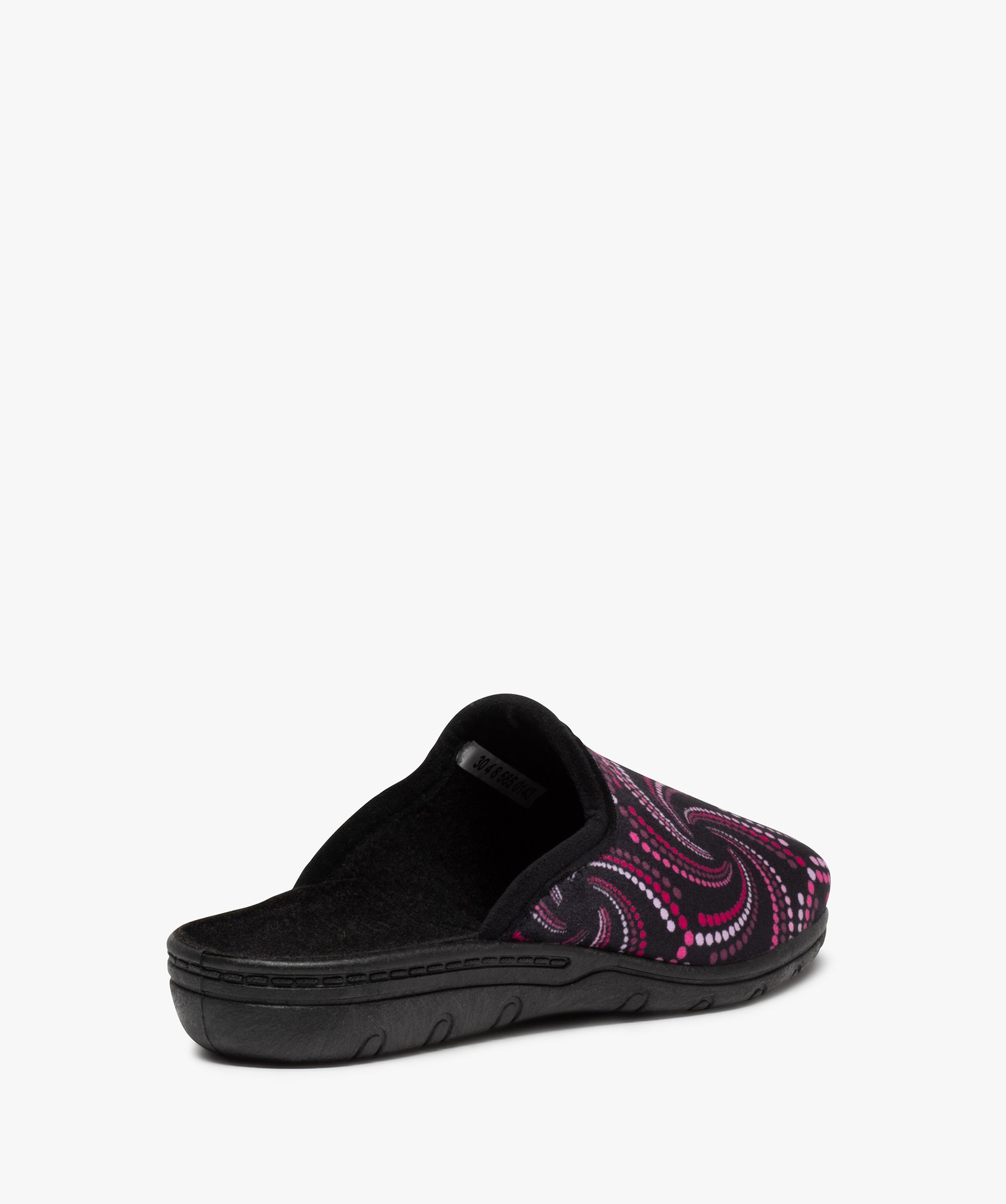 Pantoufles femme mules confort en velours ras imprimé violet | GEMO