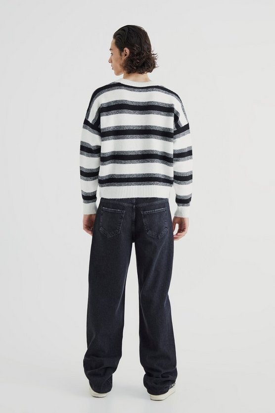 Lockere zerrissene Kontrast-Jeans