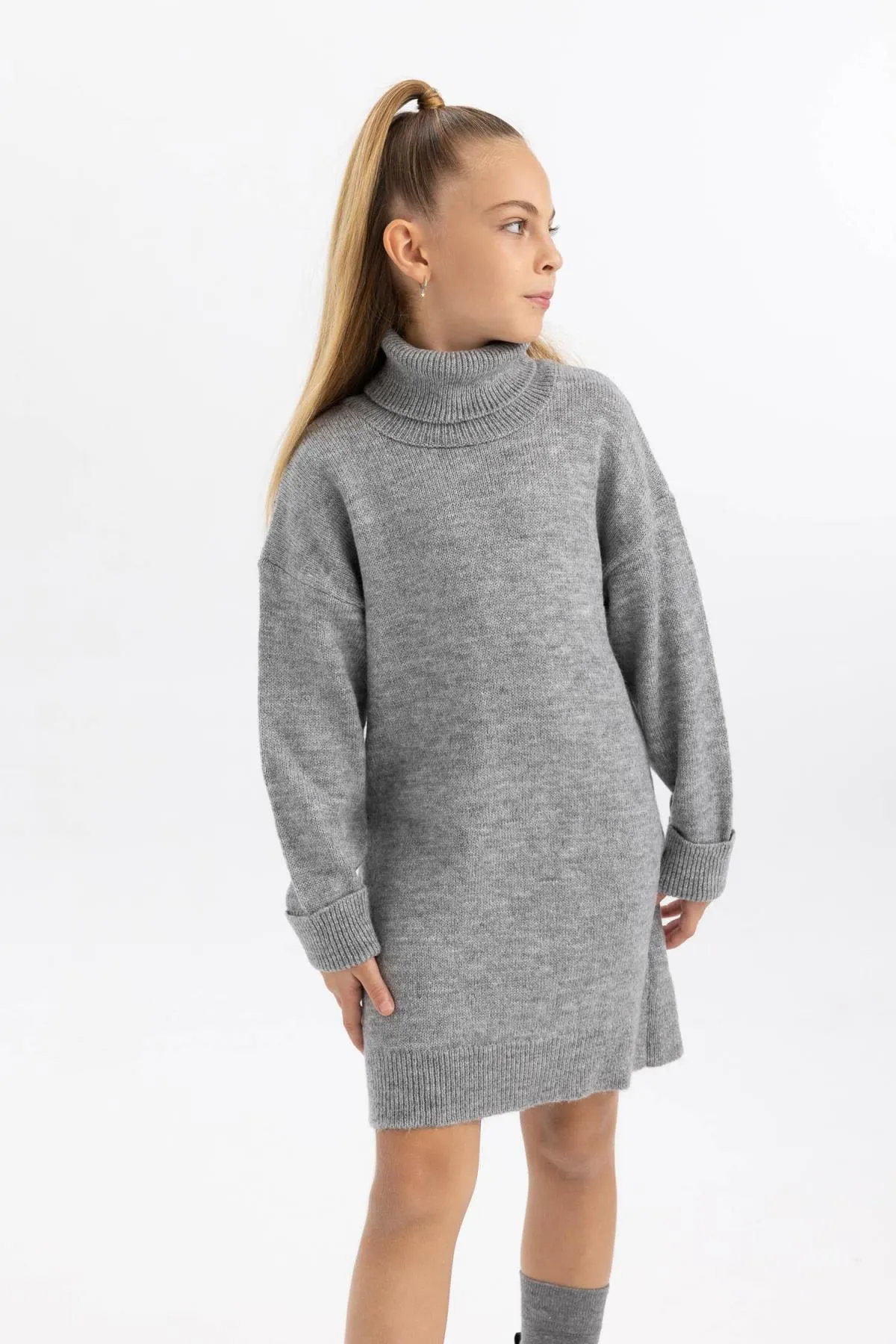 DeFacto  Langarm-Strickkleid mit Rollkragen für Mädchen
