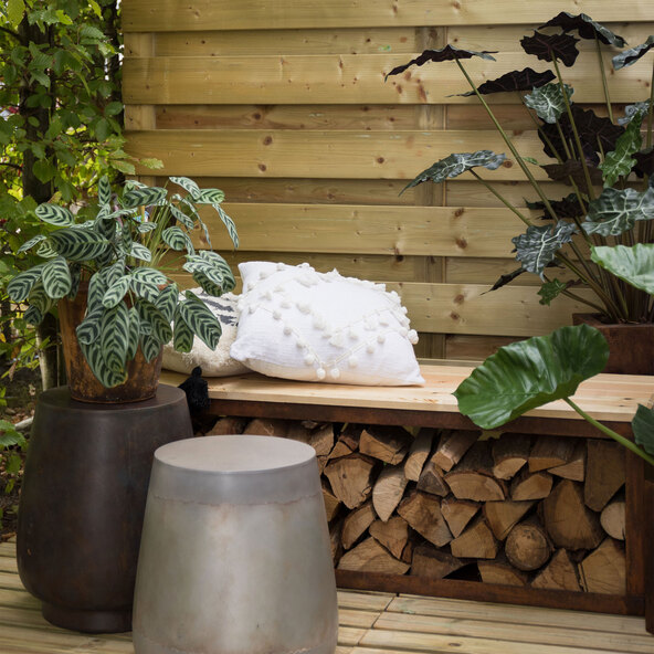 Holzlagerbank Tyr, 120 cm