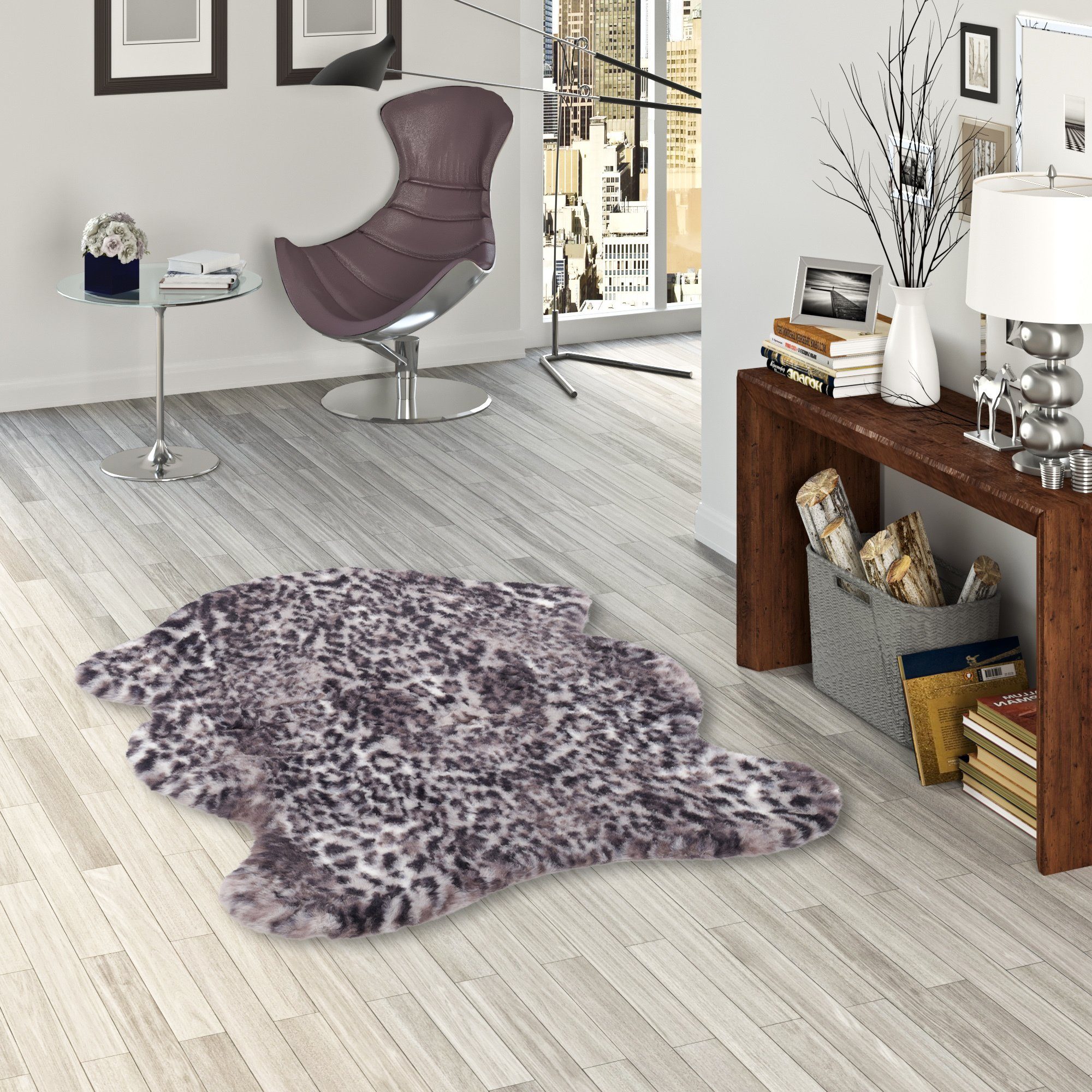 Fellteppich Luxus Super Soft Fellteppich Pearl Leopard Shape, Pergamon, Shape, Höhe: 19 mm