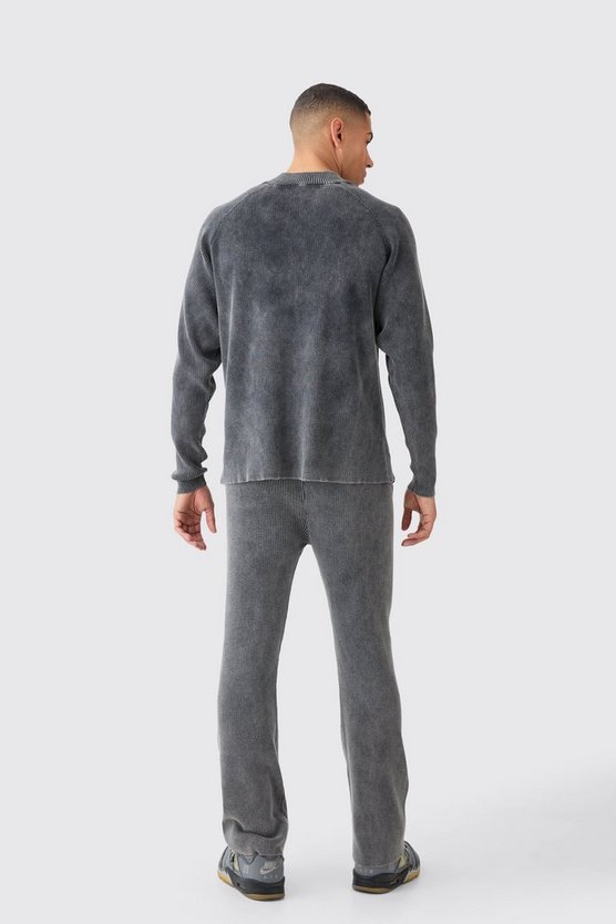 Gerippte Oversize Bomberjacke mit Acid-Waschung