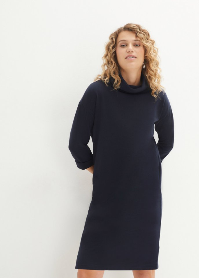 Sweatkleid mit weitem Kragen