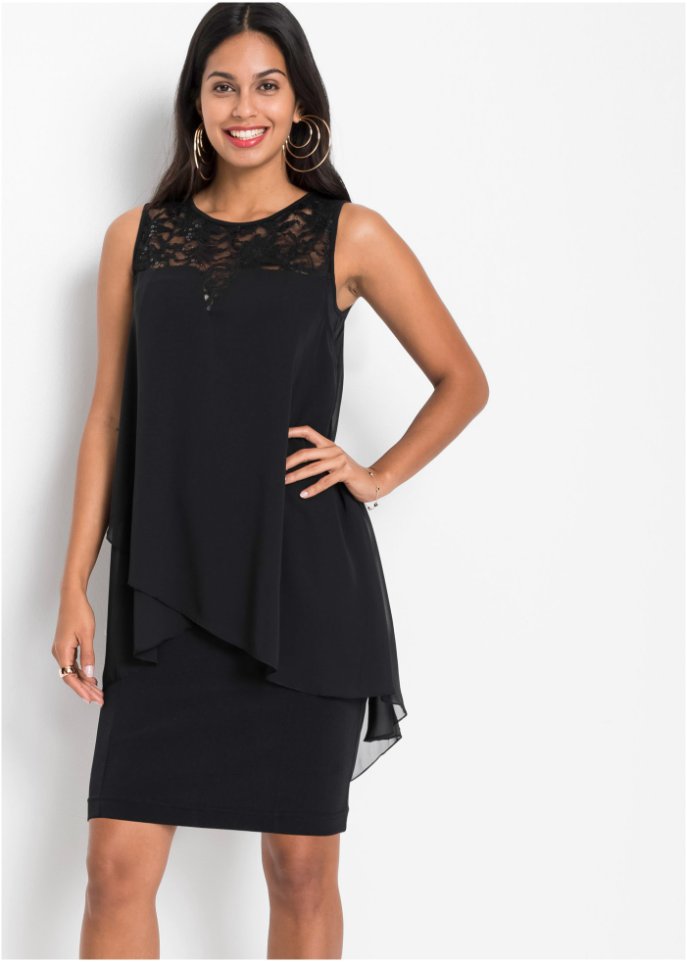 Jerseykleid mit Chiffon