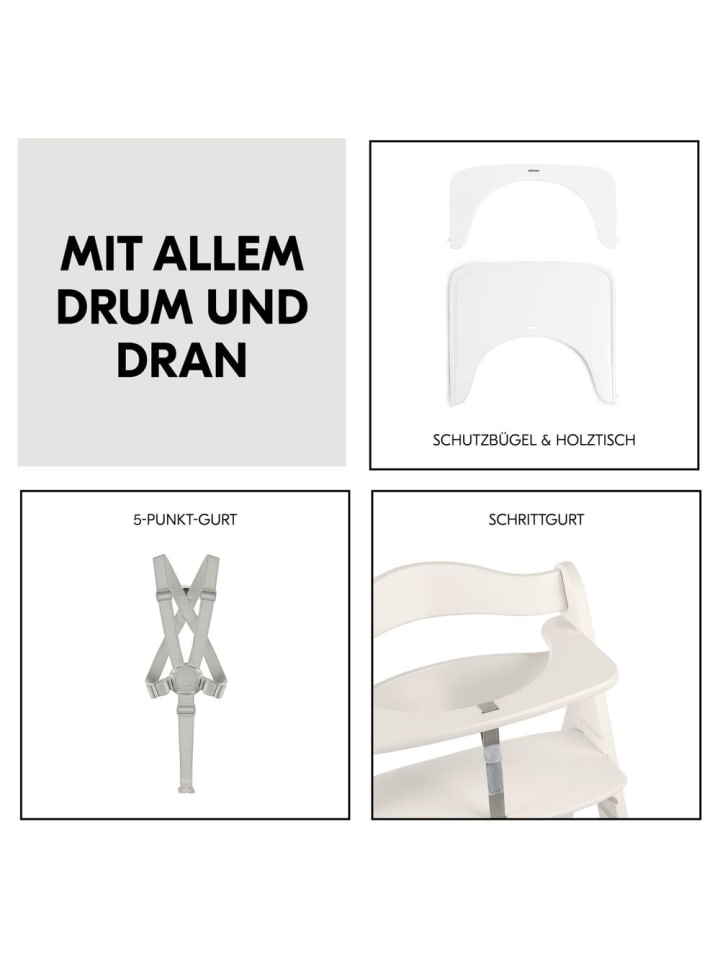 Hauck Hochstuhl Beta Plus White inkl. Essbrett, Sitzkissen in weiss,grau günstig kaufen onesize