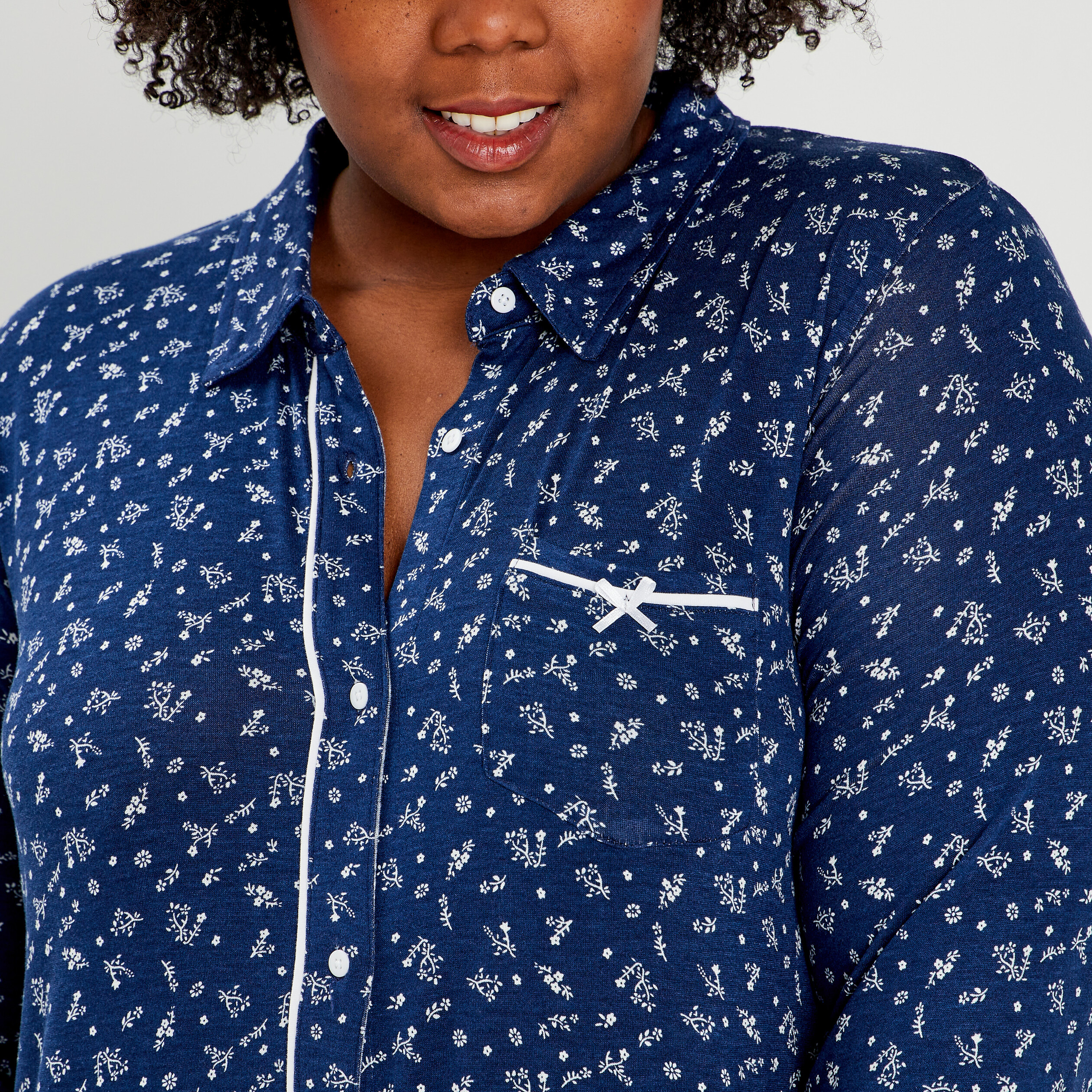 Chemise de nuit liquette bleu marine femme grande taille | La Halle