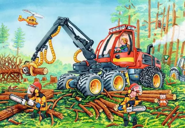 Kinderpuzzle ab 4 Jahren - Bagger und Waldtraktor - 24 Teile