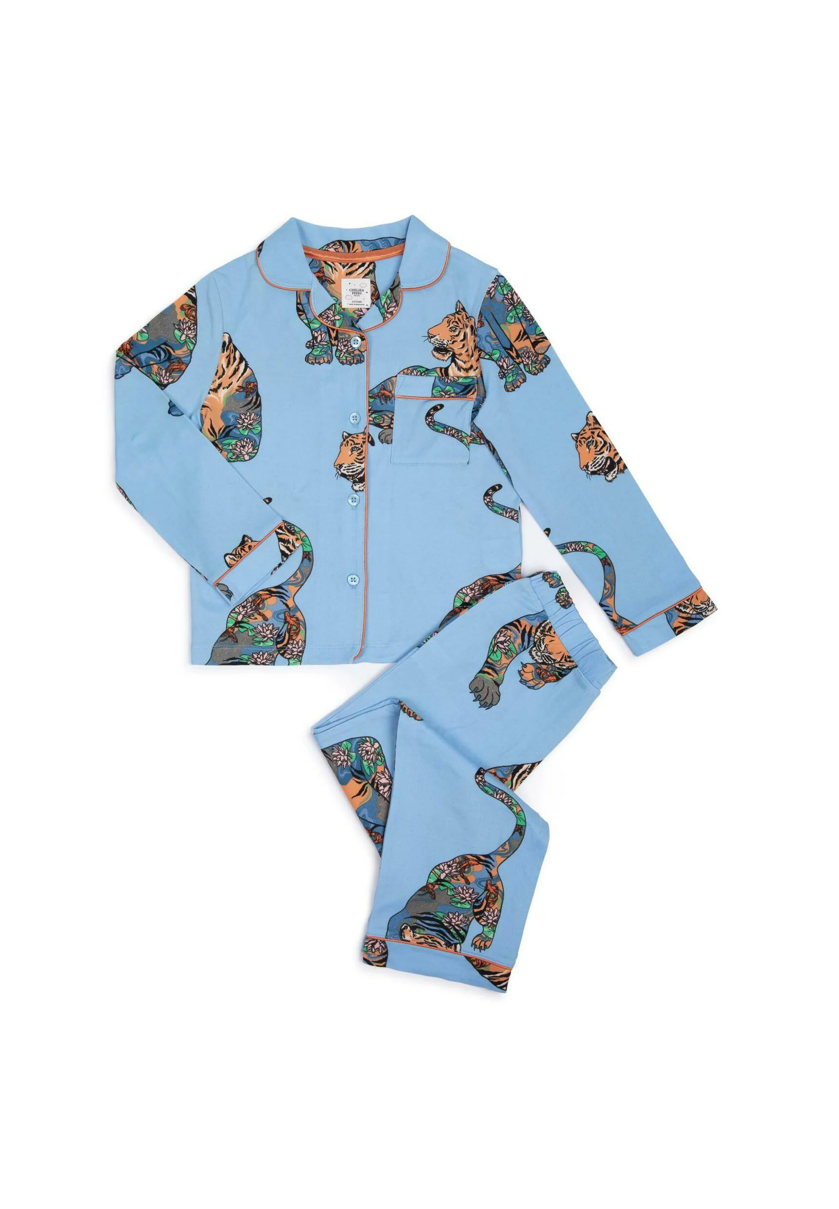 Conjunto de pijama con estampado de tigre y loto de Chelsea Peers